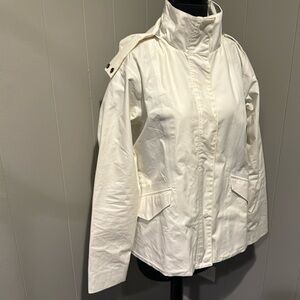 Guideboat Co. Ply The Waters white weather resist detach hood zipper/snap jacket